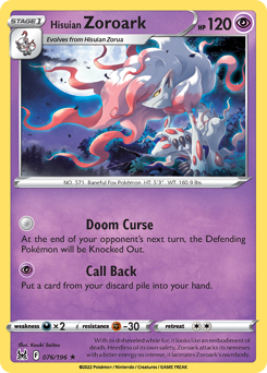 Hisuian Zoroark - Lost Origin - #76 - Pokemon TCG card
