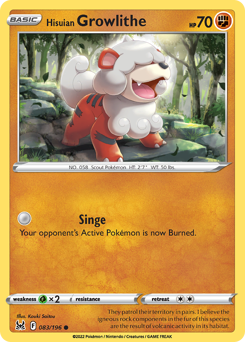 Hisuian Growlithe - Lost Origin - #83 - Pokemon TCG card
