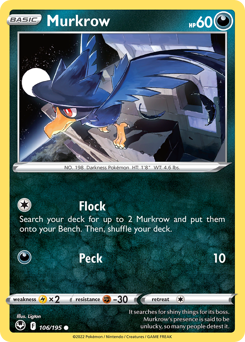 Murkrow #106 Murkrow - Silver Tempest - #106 - Pokemon TCG card