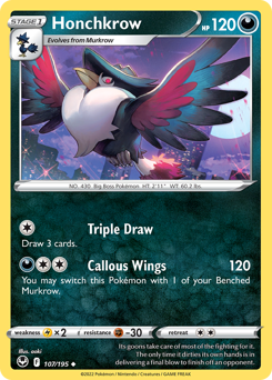 Honchkrow - Silver Tempest - #107 - Pokemon TCG card