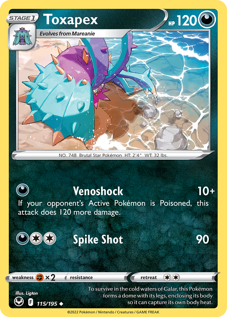 Toxapex - Silver Tempest - #115 - Pokemon TCG card