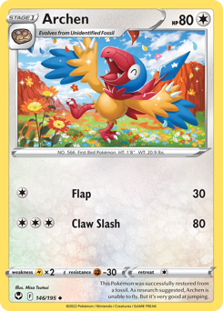 Archen #146 Archen - Silver Tempest - #146 - Pokemon TCG card