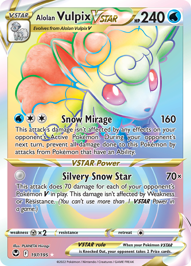 Alolan Vulpix VSTAR - Silver Tempest - #197 - Pokemon TCG card