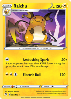 Raichu #50 Raichu - Silver Tempest - #50 - Pokemon TCG card