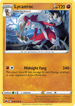 Lycanroc #74 Lycanroc - Crown Zenith - #74 - Pokemon TCG card