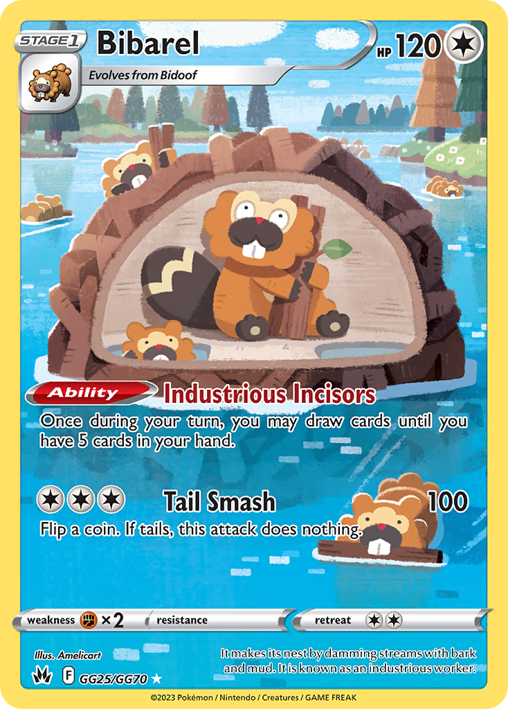 Bibarel - Crown Zenith Galarian Gallery - #GG25 - Pokemon TCG card