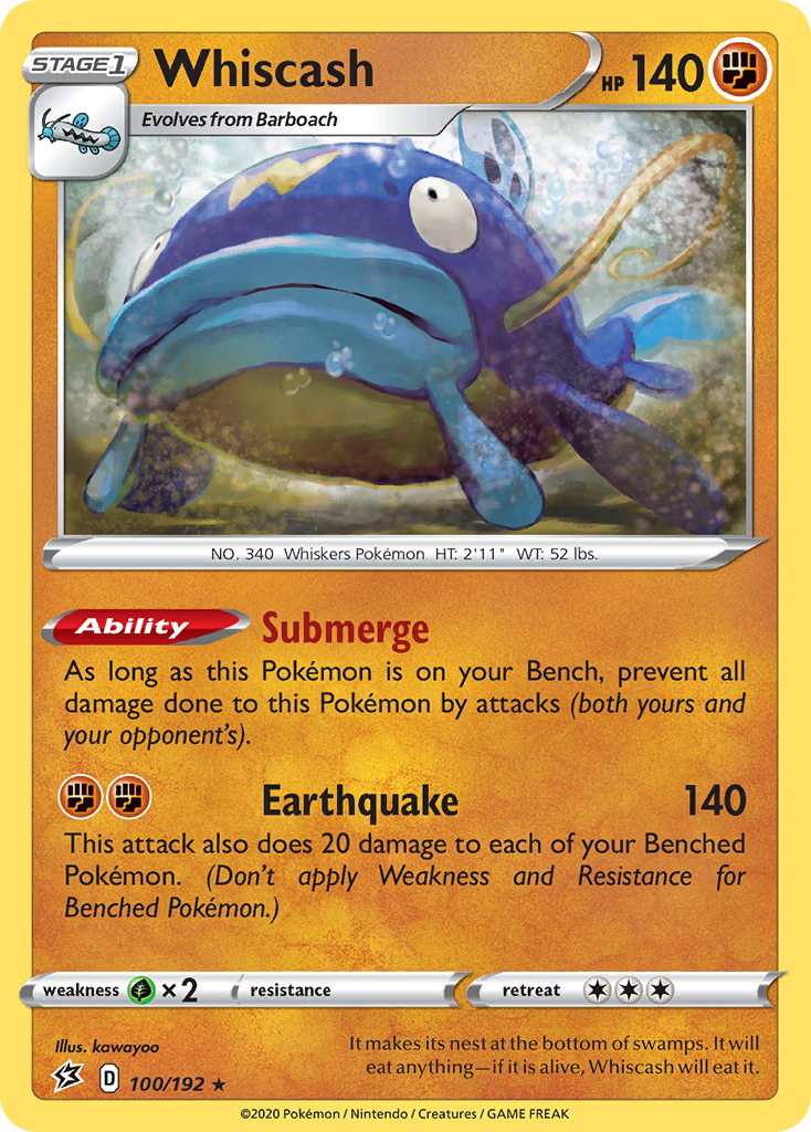 Whiscash - Rebel Clash - #100 - Pokemon TCG card