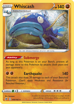 Whiscash - Rebel Clash - #100 - Pokemon TCG card
