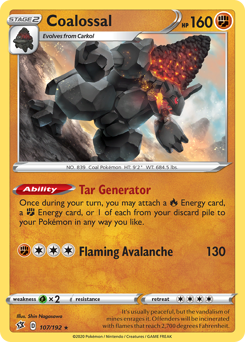 Coalossal - Rebel Clash - #107 - Pokemon TCG card
