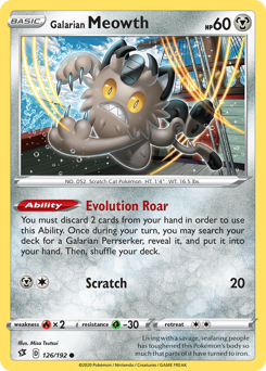 Galarian Meowth #126 Galarian Meowth - Rebel Clash - #126 - Pokemon TCG card