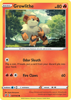 Growlithe - Rebel Clash - #27 - Pokemon TCG card