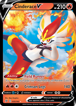 Cinderace V #35 Cinderace V - Rebel Clash - #35 - Pokemon TCG card