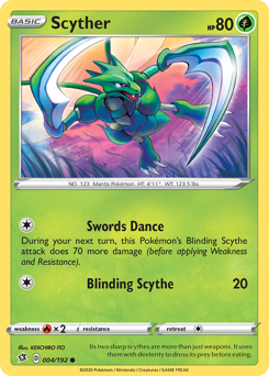 Scyther #4 Scyther - Rebel Clash - #4 - Pokemon TCG card
