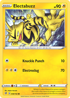 Electabuzz #58 Electabuzz - Rebel Clash - #58 - Pokemon TCG card