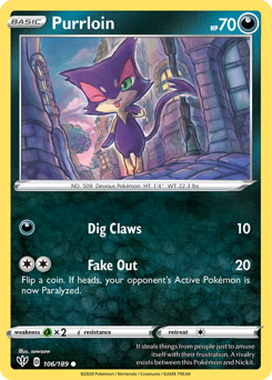 Purrloin #106 Purrloin - Darkness Ablaze - #106 - Pokemon TCG card