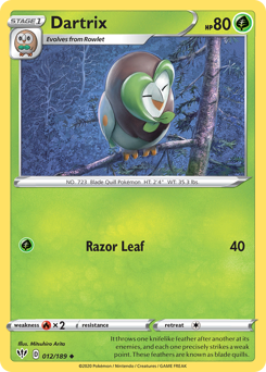 Dartrix #12 Dartrix - Darkness Ablaze - #12 - Pokemon TCG card