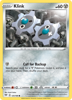 Klink #125 Klink - Darkness Ablaze - #125 - Pokemon TCG card