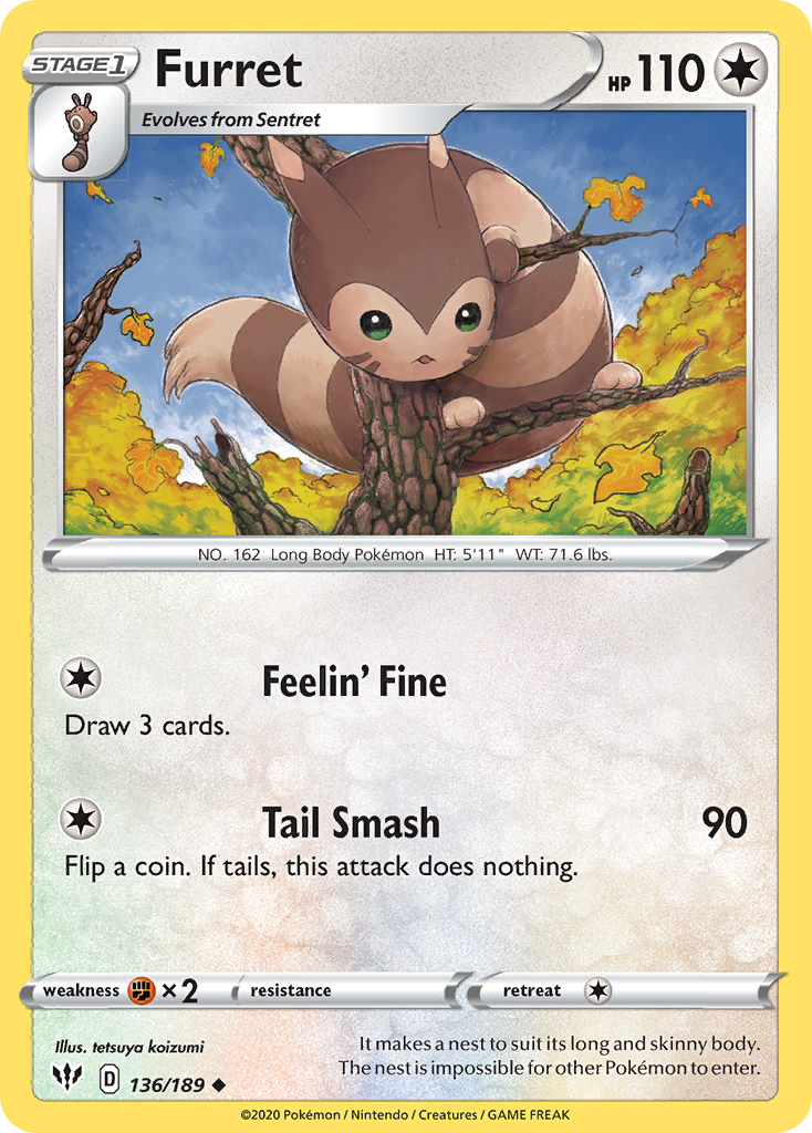 Furret - Darkness Ablaze - #136 - Pokemon TCG card