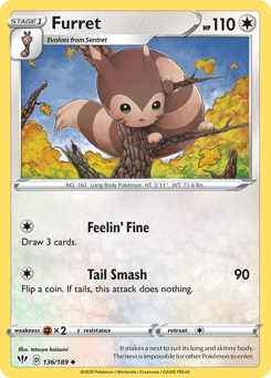 Furret #136 Furret - Darkness Ablaze - #136 - Pokemon TCG card