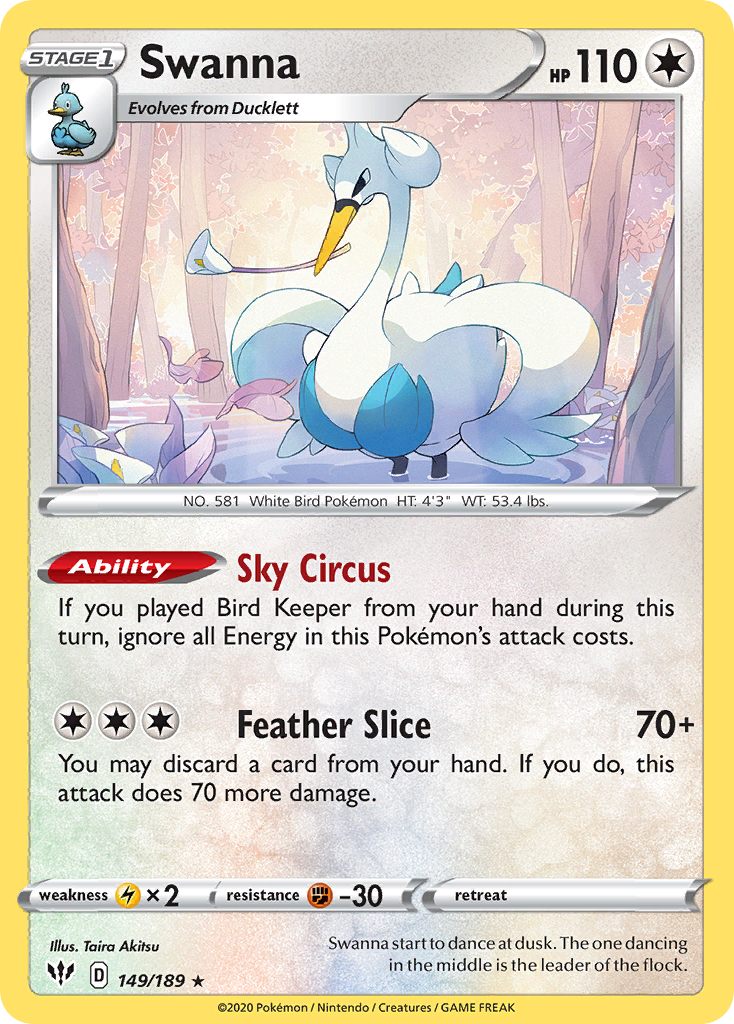 Swanna - Darkness Ablaze - #149 - Pokemon TCG card
