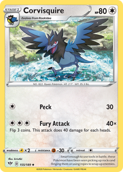 Corvisquire #155 Corvisquire - Darkness Ablaze - #155 - Pokemon TCG card