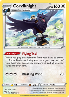Corviknight - Darkness Ablaze - #156 - Pokemon TCG card