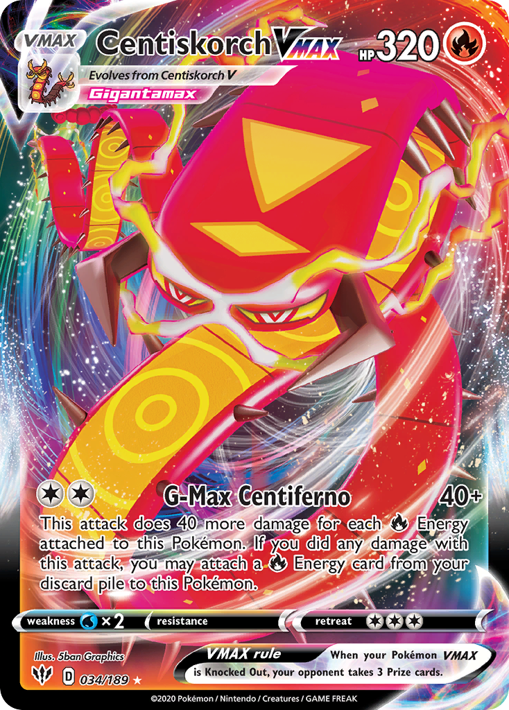 Centiskorch VMAX - Darkness Ablaze - #34 - Pokemon TCG card