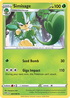 Simisage #7 Simisage - Darkness Ablaze - #7 - Pokemon TCG card
