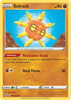 Solrock - Darkness Ablaze - #92 - Pokemon TCG card