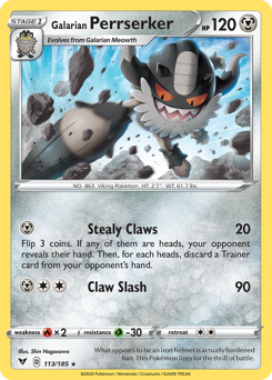 Galarian Perrserker #113 Galarian Perrserker - Vivid Voltage - #113 - Pokemon TCG card
