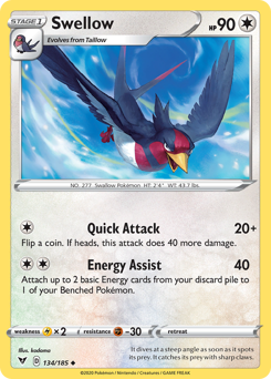 Swellow #134 Swellow - Vivid Voltage - #134 - Pokemon TCG card