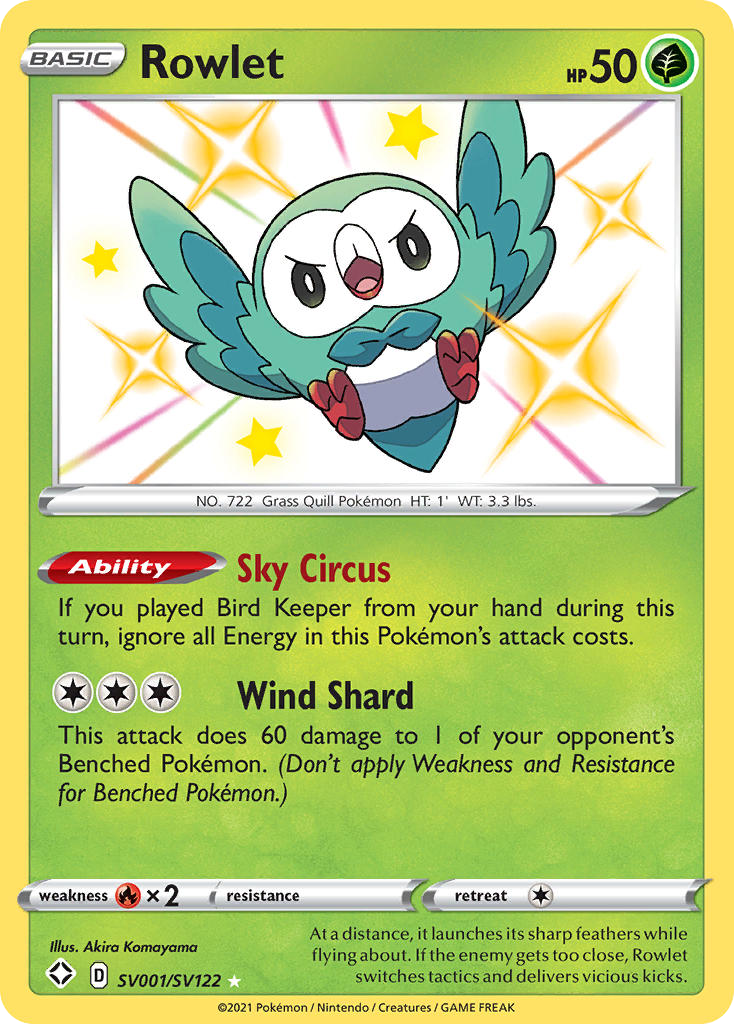 Rowlet - Shining Fates Shiny Vault - #SV001 - Pokemon TCG card