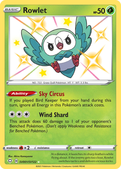 Rowlet #SV001 Rowlet - Shining Fates Shiny Vault - #SV001 - Pokemon TCG card