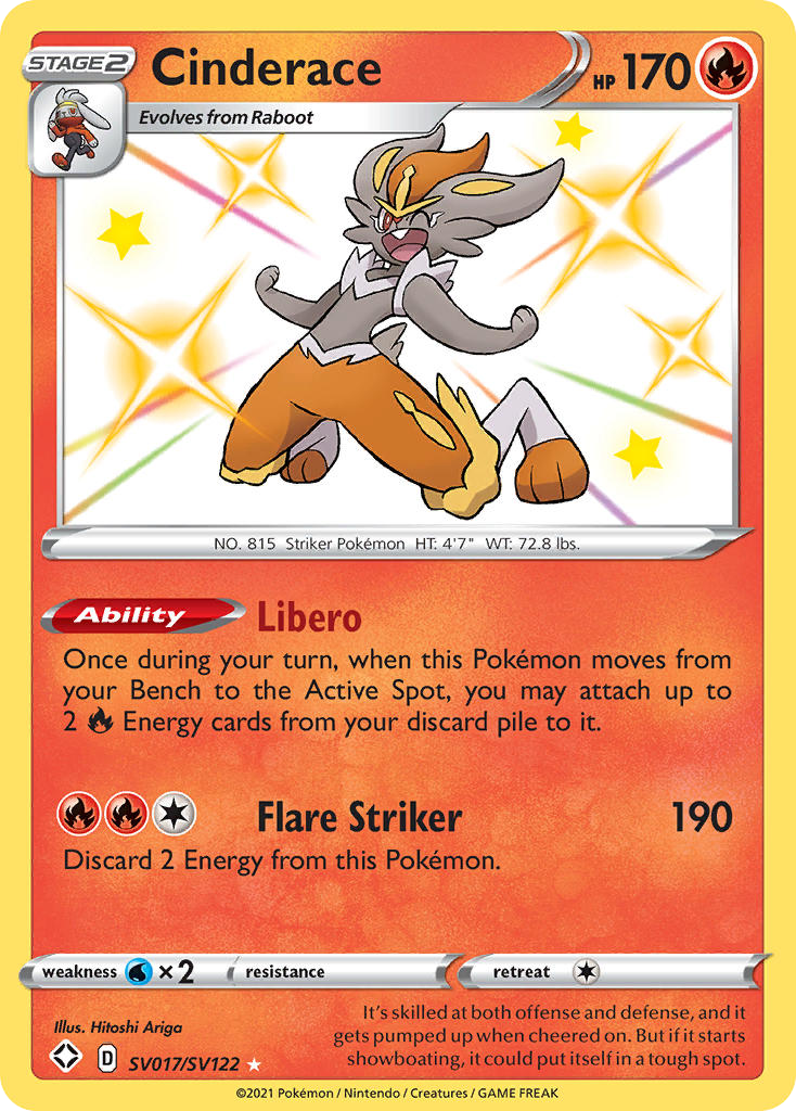 Cinderace - Shining Fates Shiny Vault - #SV017 - Pokemon TCG card