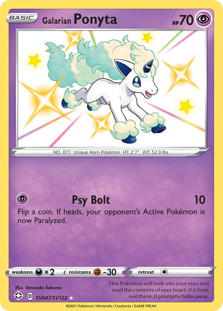 Galarian Ponyta - Shining Fates Shiny Vault - #SV047 - Pokemon TCG card