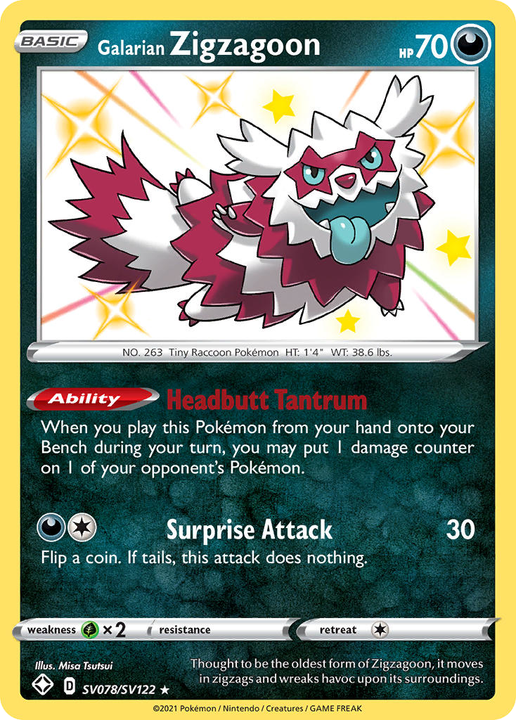Galarian Zigzagoon - Shining Fates Shiny Vault - #SV078 - Pokemon TCG card