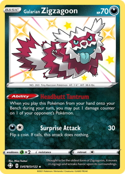 Galarian Zigzagoon #SV078 Galarian Zigzagoon - Shining Fates Shiny Vault - #SV078 - Pokemon TCG card