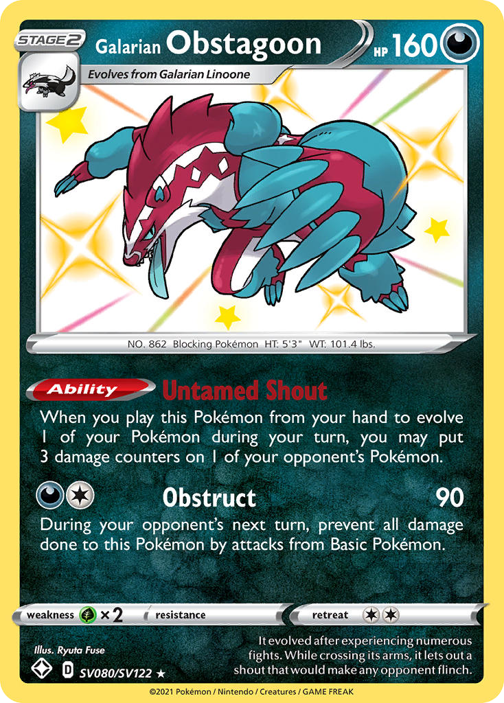 Galarian Obstagoon - Shining Fates Shiny Vault - #SV080 - Pokemon TCG card