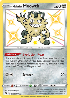 Galarian Meowth #SV086 Galarian Meowth - Shining Fates Shiny Vault - #SV086 - Pokemon TCG card