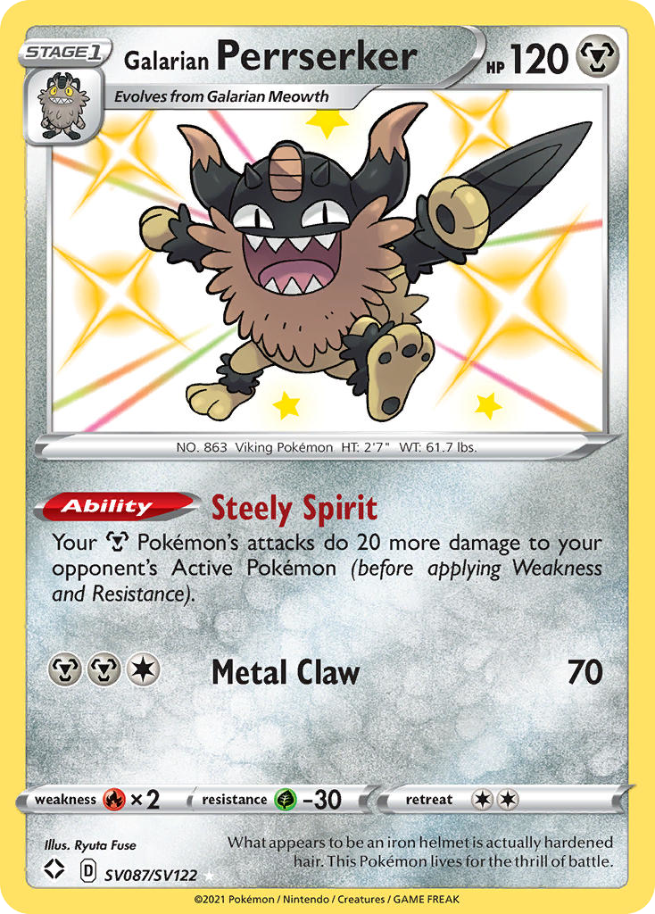 Galarian Perrserker - Shining Fates Shiny Vault - #SV087 - Pokemon TCG card