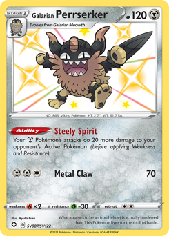 Galarian Perrserker #SV087 Galarian Perrserker - Shining Fates Shiny Vault - #SV087 - Pokemon TCG card