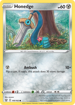 Honedge - Battle Styles - #105 - Pokemon TCG card