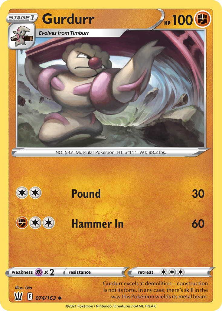 Gurdurr - Battle Styles - #74 - Pokemon TCG card