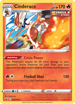 Cinderace #28 Cinderace - Chilling Reign - #28 - Pokemon TCG card