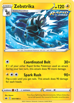Zebstrika #51 Zebstrika - Chilling Reign - #51 - Pokemon TCG card