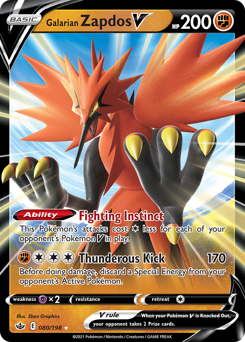 Galarian Zapdos V #80 Galarian Zapdos V - Chilling Reign - #80 - Pokemon TCG card