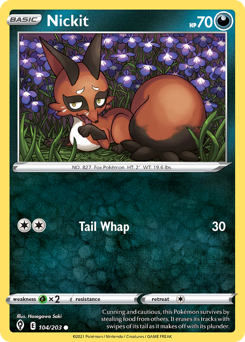 Nickit - Evolving Skies - #104 - Pokemon TCG card