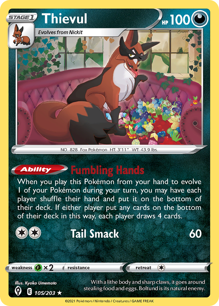 Thievul - Evolving Skies - #105 - Pokemon TCG card