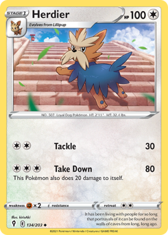 Herdier - Evolving Skies - #134 - Pokemon TCG card