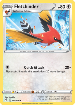 Fletchinder #139 Fletchinder - Evolving Skies - #139 - Pokemon TCG card